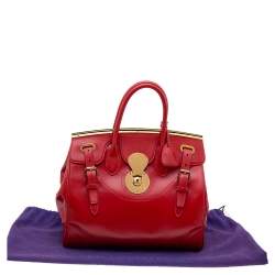 Pre Owned حقبة ساتشل رالف لورين ريكي جلد أحمر 