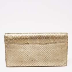 Ralph Lauren Metallic Gold Python Leather Ricky Continental Wallet