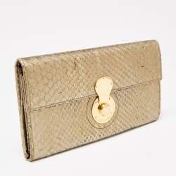 Ralph Lauren Metallic Gold Python Leather Ricky Continental Wallet