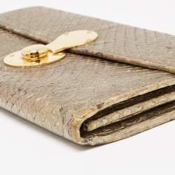Ralph Lauren Metallic Gold Python Leather Ricky Continental Wallet