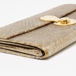 Ralph Lauren Metallic Gold Python Leather Ricky Continental Wallet