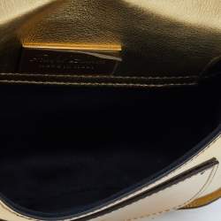Pre Owned Ralph Lauren Metallic Gold/Black Leather Mini Saddle Bag