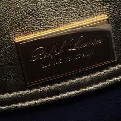 Pre Owned Ralph Lauren Metallic Gold/Black Leather Mini Saddle Bag