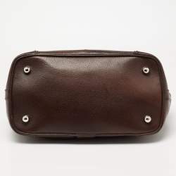 Pre Owned حقيبة ساتشل بالنسياغا ساك سوبربي سويدي وجلد بني 