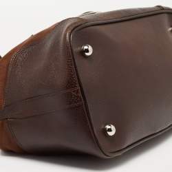 Pre Owned حقيبة ساتشل بالنسياغا ساك سوبربي سويدي وجلد بني 