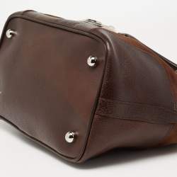 Pre Owned حقيبة ساتشل بالنسياغا ساك سوبربي سويدي وجلد بني 