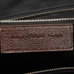 Pre Owned حقيبة ساتشل بالنسياغا ساك سوبربي سويدي وجلد بني 