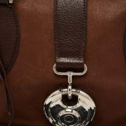 Pre Owned حقيبة ساتشل بالنسياغا ساك سوبربي سويدي وجلد بني 