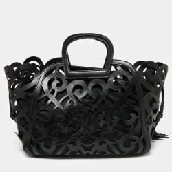 مملوكة مسبقًا حقيبة يد توتس رالف لورين فاشيتا جلد أسود