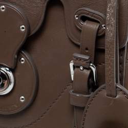 Pre Owned Ralph Lauren Dark Beige Leather Ricky Top Handle Bag