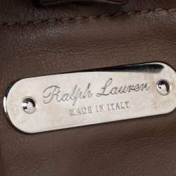 Pre Owned Ralph Lauren Dark Beige Leather Ricky Top Handle Bag