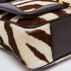 Pre Owned Ralph Lauren White/Brown Calf Hair And Leather Shoulder Bag