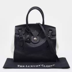 Pre Owned Ralph Lauren Black/White Leather Soft Ricky Tote