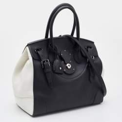 Pre Owned Ralph Lauren Black/White Leather Soft Ricky Tote