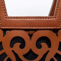 Ralph Lauren Brown Laser Cut Leather Small Vachetta Scroll Tote