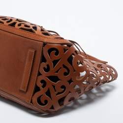 Ralph Lauren Brown Laser Cut Leather Small Vachetta Scroll Tote