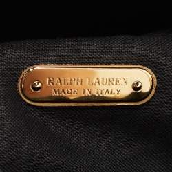 Pre Owned Ralph Lauren Metallic Gold Laser Cut Leather Vachetta Scroll Tote