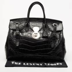 Pre Owned Ralph Lauren Black Alligator Ricky 40 Tote 