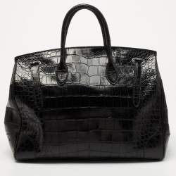 Pre Owned Ralph Lauren Black Alligator Ricky 40 Tote 