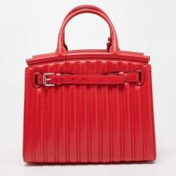 Pre Owned Ralph Lauren Red Quilted Leather Medium RL50 Tote