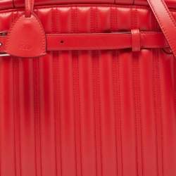 Pre Owned Ralph Lauren Red Quilted Leather Medium RL50 Tote