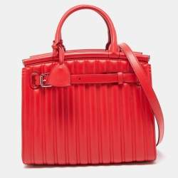 Pre Owned Ralph Lauren Red Quilted Leather Medium RL50 Tote