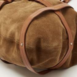 Pre Owned Ralph Lauren Brown Suede and Leather Stirrup Shoulder Bag