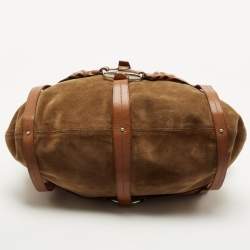 Pre Owned Ralph Lauren Brown Suede and Leather Stirrup Shoulder Bag