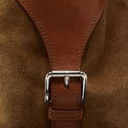 Pre Owned Ralph Lauren Brown Suede and Leather Stirrup Shoulder Bag