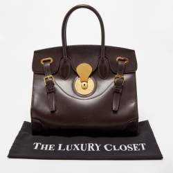 Pre Owned Ralph Lauren Dark Brown Leather Ricky 33 Tote