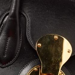 Pre Owned Ralph Lauren Black Printed Leather and Fabric Ricky 33 Tote