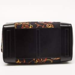 Pre Owned Ralph Lauren Black Printed Leather and Fabric Ricky 33 Tote