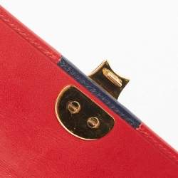 Pre Owned Ralph Lauren Red/Blue Leather Ricky Continental Wallet