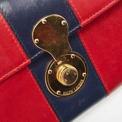 Pre Owned Ralph Lauren Red/Blue Leather Ricky Continental Wallet