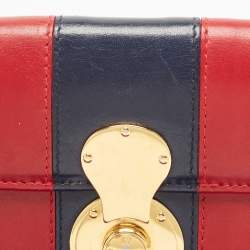 Pre Owned Ralph Lauren Red/Blue Leather Ricky Continental Wallet
