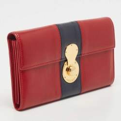Pre Owned Ralph Lauren Red/Blue Leather Ricky Continental Wallet