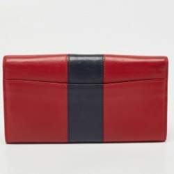 Pre Owned Ralph Lauren Red/Blue Leather Ricky Continental Wallet