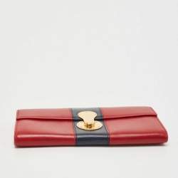 Pre Owned Ralph Lauren Red/Blue Leather Ricky Continental Wallet