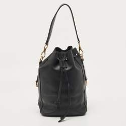 Pre Owned Ralph Lauren Black Leather Ricky Drawstring Bucket Bag