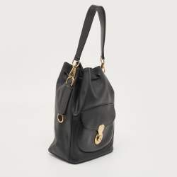 Pre Owned Ralph Lauren Black Leather Ricky Drawstring Bucket Bag