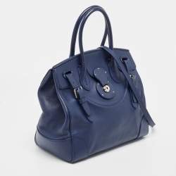 Pre Owned Ralph Lauren Dark Blue Soft Leather Ricky 33 Tote