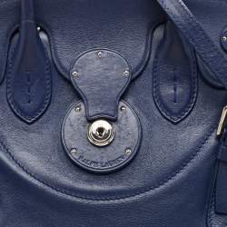 Pre Owned Ralph Lauren Dark Blue Soft Leather Ricky 33 Tote