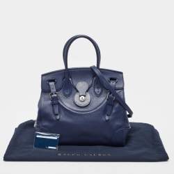 Pre Owned Ralph Lauren Dark Blue Soft Leather Ricky 33 Tote