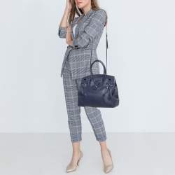 Pre Owned Ralph Lauren Dark Blue Soft Leather Ricky 33 Tote