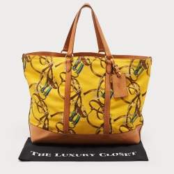 Pre Owned Ralph Lauren Multicolor Equestrian Canvas and Leather Shopper Tote
