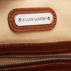 Pre Owned Ralph Lauren Cream/Tan Canvas and Leather  Shopper Tote