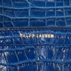 Ralph Lauren Blue Shine Crocodile Ricky 33 Tote