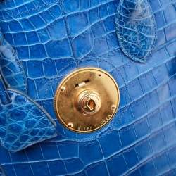 Ralph Lauren Blue Shine Crocodile Ricky 33 Tote