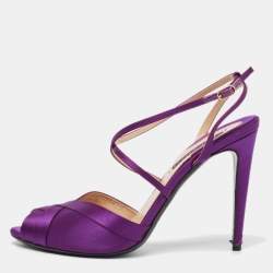 Ralph Lauren Purple Satin Ankle Strap Sandals Size 40