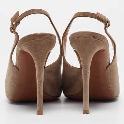 Pre Owned Ralph Lauren Light Brown Suede Slingback Pumps Size 39